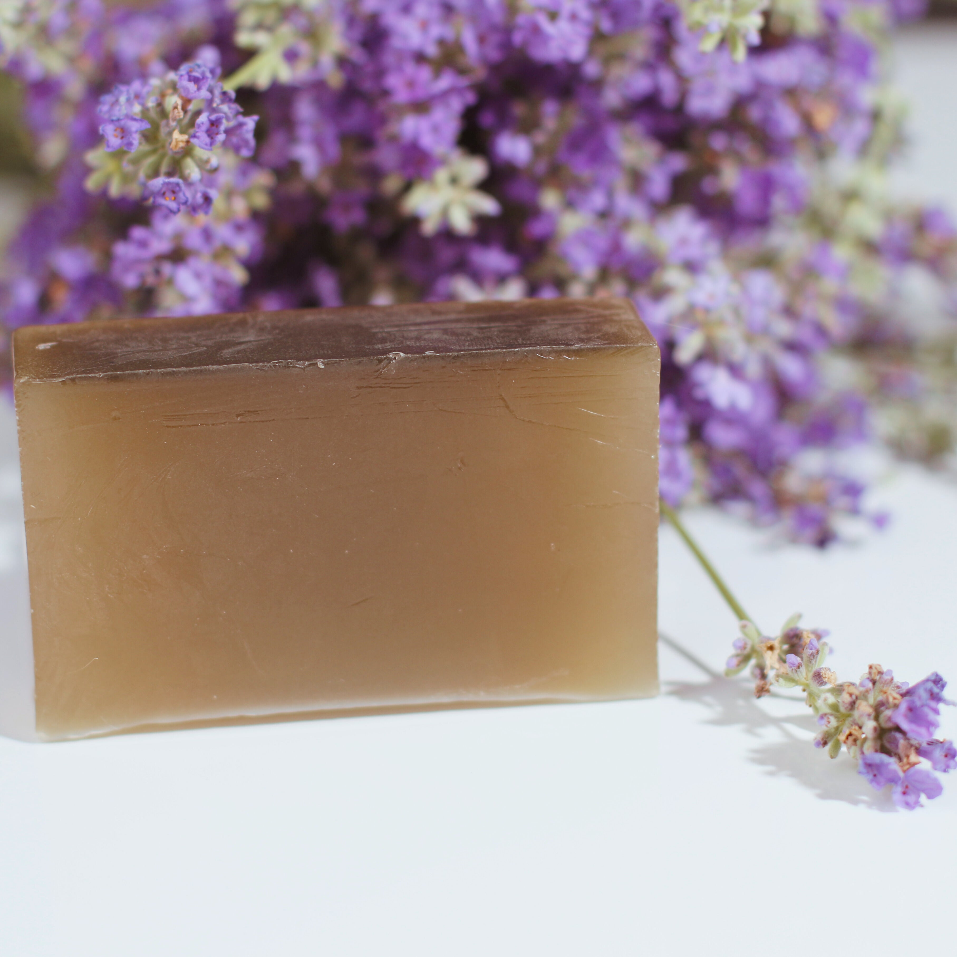 a bar of soap with lavendar